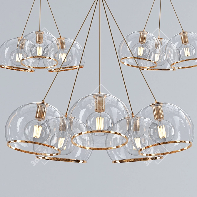 Elegant Brass Pendant Lights 3D model image 2