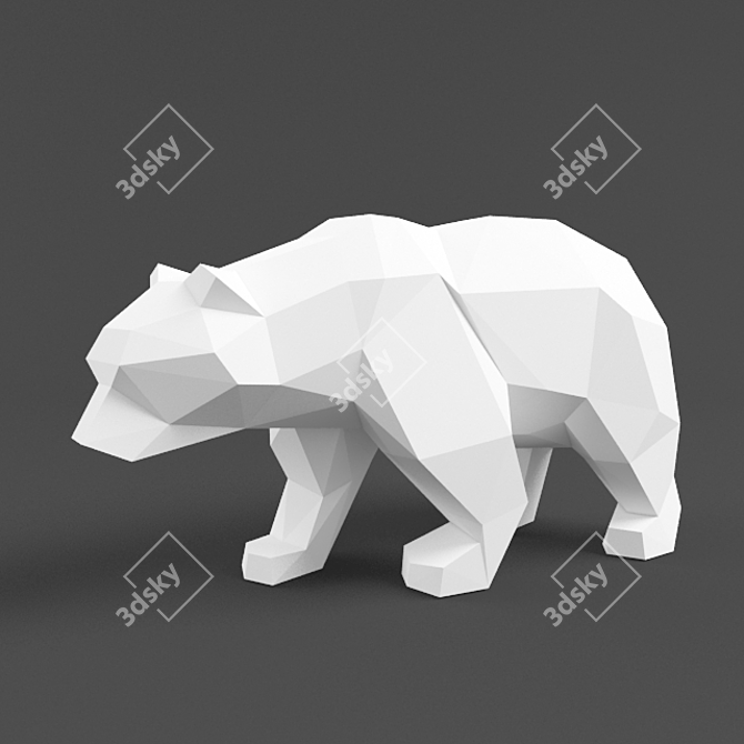 Polygonal Bear Sculpture 3D model image 1