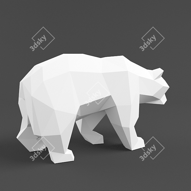 Polygonal Bear Sculpture 3D model image 2