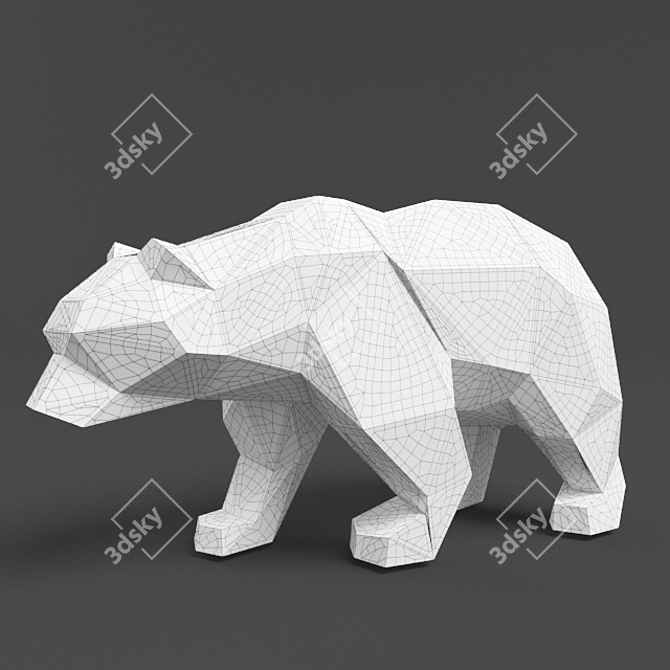 Polygonal Bear Sculpture 3D model image 3