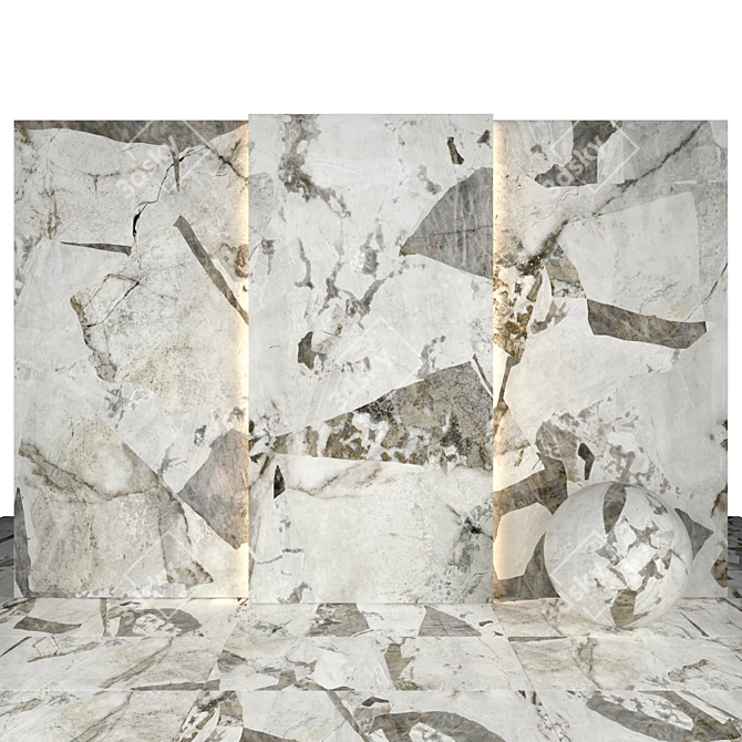 Elegant Copenhagen Marble Tiles 3D model image 1