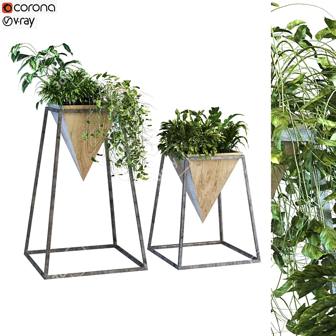 Elegant Plant Vase Set 3D model image 1