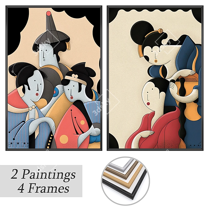 Versatile Set of Wall Paintings 3D model image 1