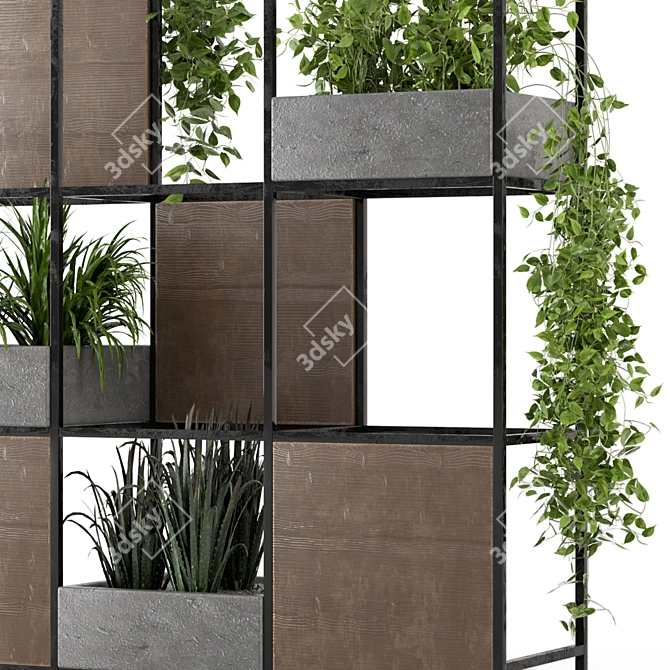 Rustic Concrete Pot with Indoor Plants 3D model image 4