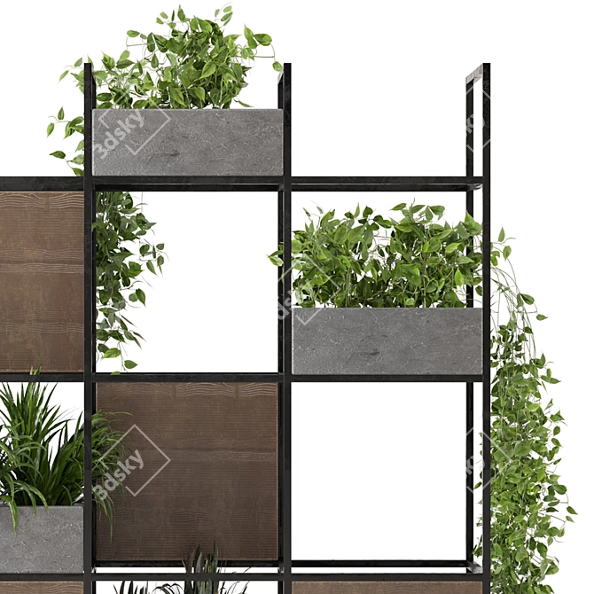 Rustic Concrete Pot with Indoor Plants 3D model image 6