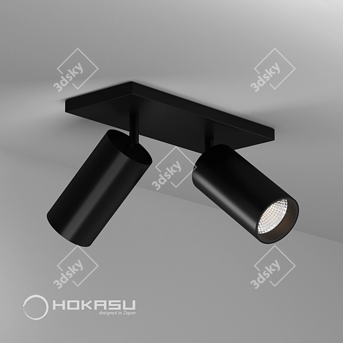 Duo Tube Surface Lamp 3D model image 1