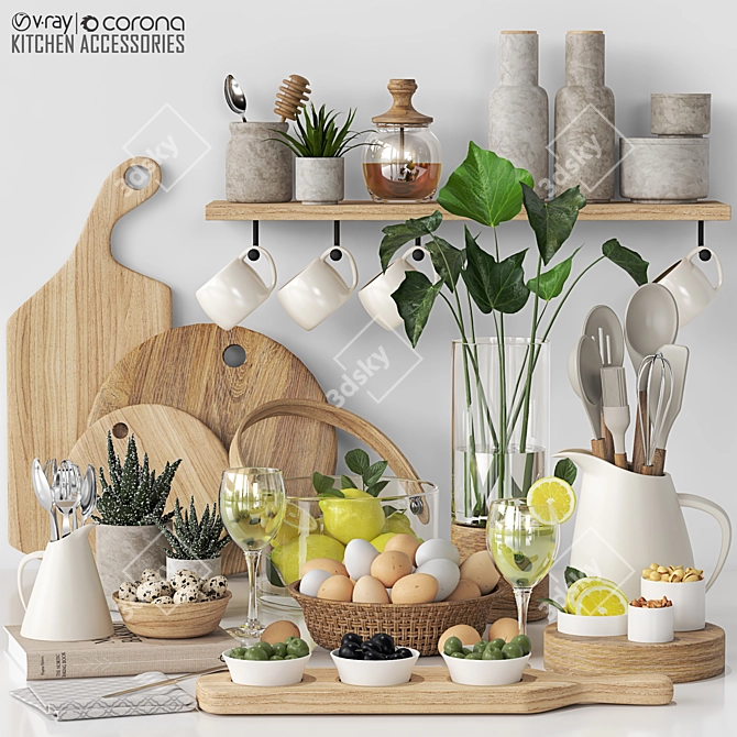 Versatile Kitchen Accessory Set 3D model image 1