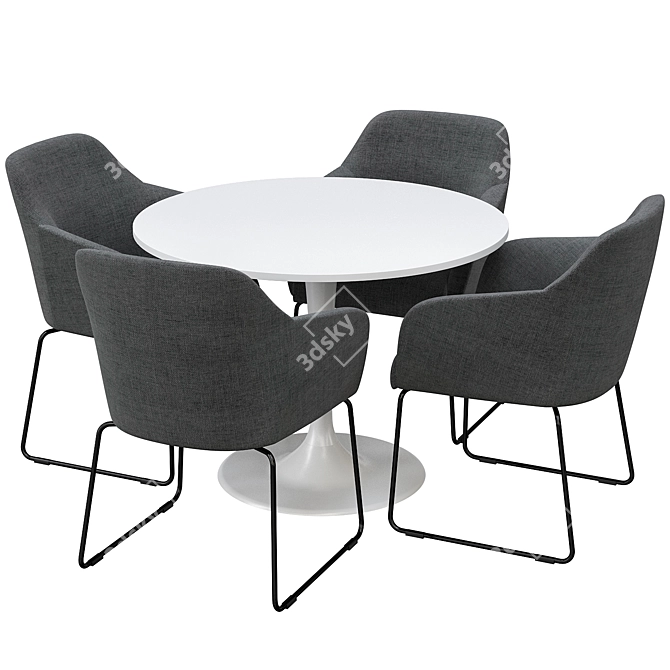 Tossberg & Docksta: Stylish Metal Chair and White Table Set 3D model image 1