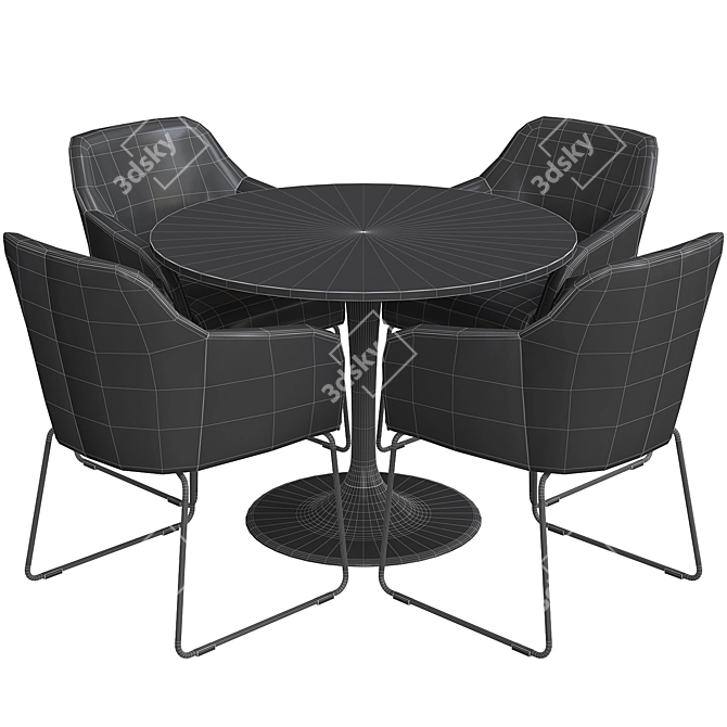 Tossberg & Docksta: Stylish Metal Chair and White Table Set 3D model image 4