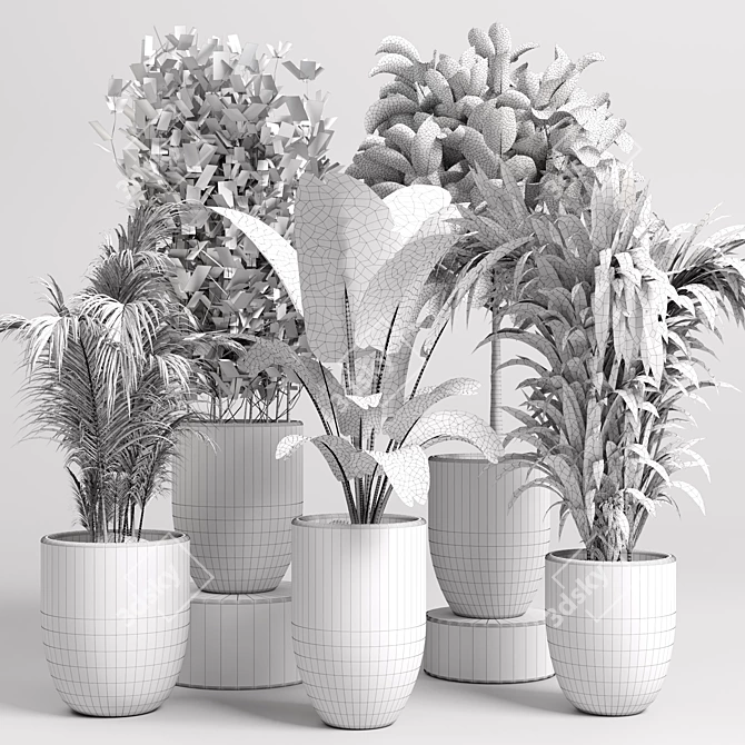 Modern Concrete Vase: Indoor Plant Collection 3D model image 5