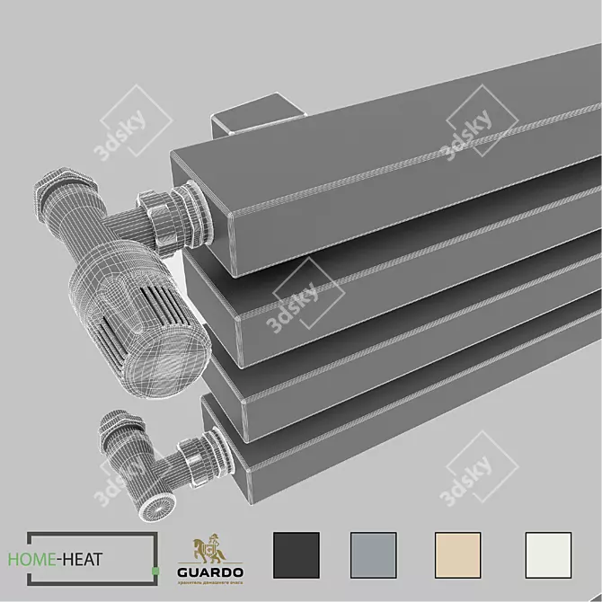 Guardo Retta 3P Set: Vertical Radiators 3D model image 4