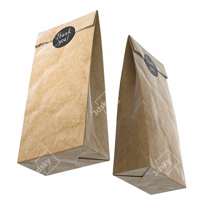 Craft Paper Bags with Stickers 3D model image 3