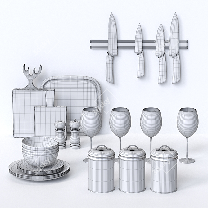 Premium Kitchen Set: Elegant and Versatile 3D model image 2