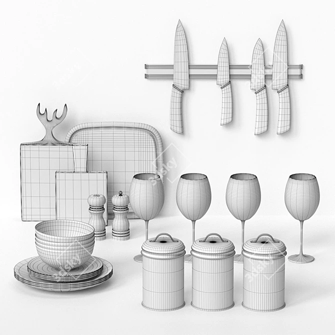 Premium Kitchen Set: Elegant and Versatile 3D model image 5