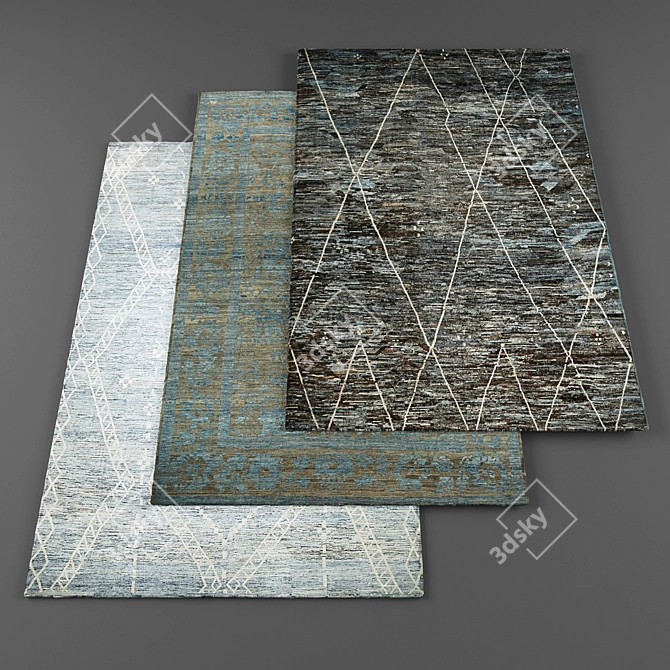 Random Collection of 3 Carpets 3D model image 1