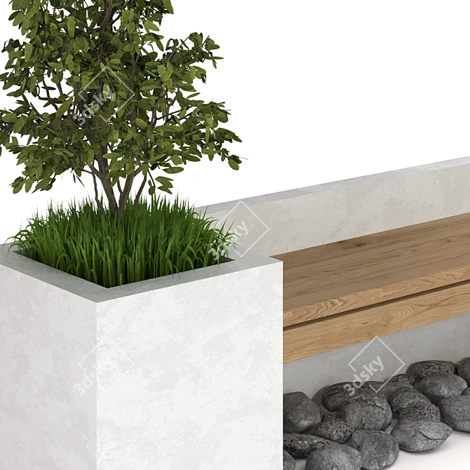 Urban Oasis Bench: Contemporary Furniture with Plant Accents 3D model image 3