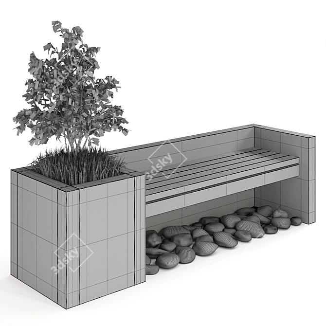 Urban Oasis Bench: Contemporary Furniture with Plant Accents 3D model image 5