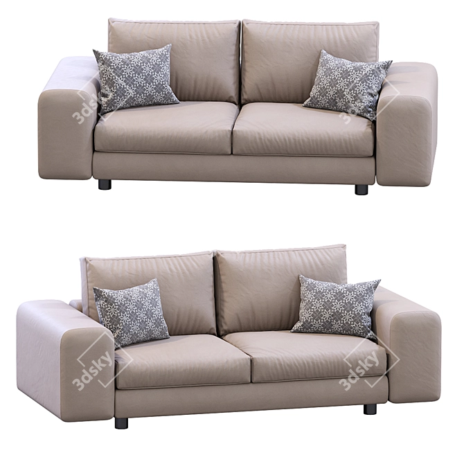 Modern Leather Low Land Sofa 3D model image 1