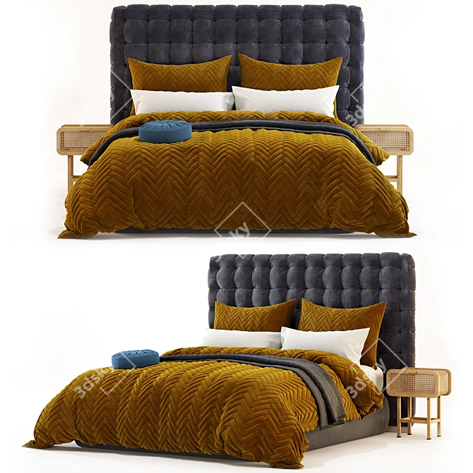 Sleek templewebster Bed: High Quality, Unwrapped Design 3D model image 2