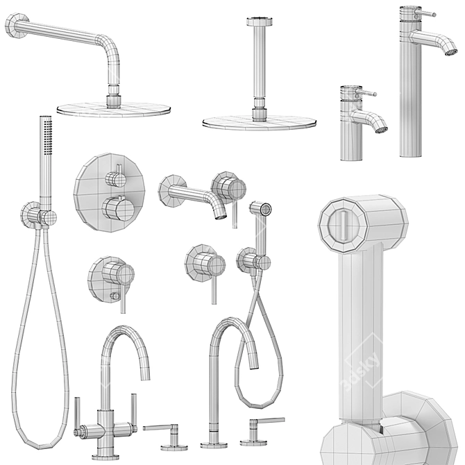 Elegant Kludi Bathroom Set 3D model image 3