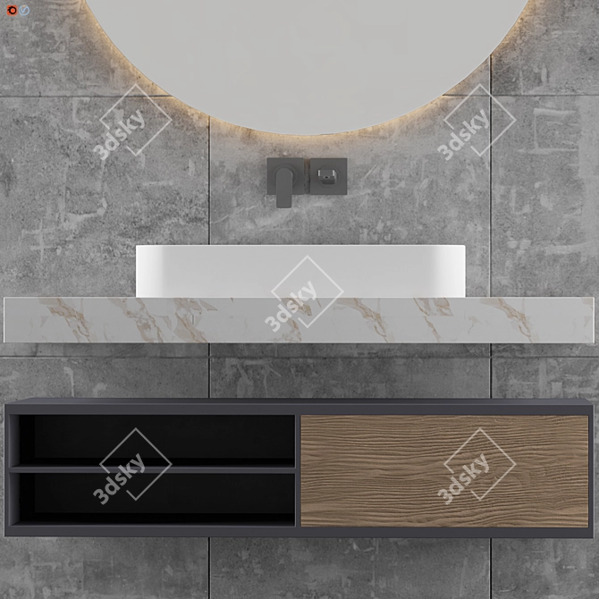 Elegant Elledecor Bathroom Set 3D model image 5