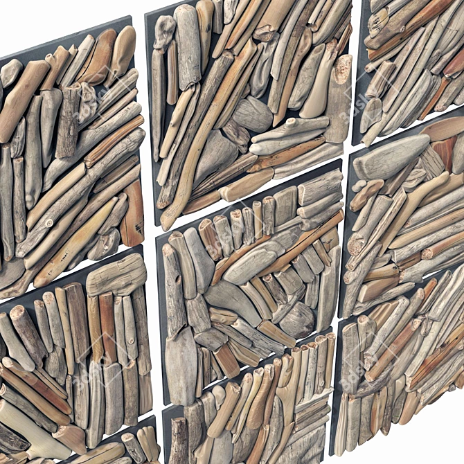 Splintered Branch Panel: Large Square 3D model image 4