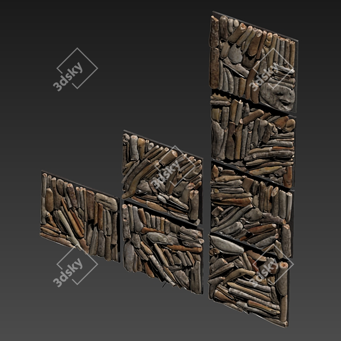 Splintered Branch Panel: Large Square 3D model image 6