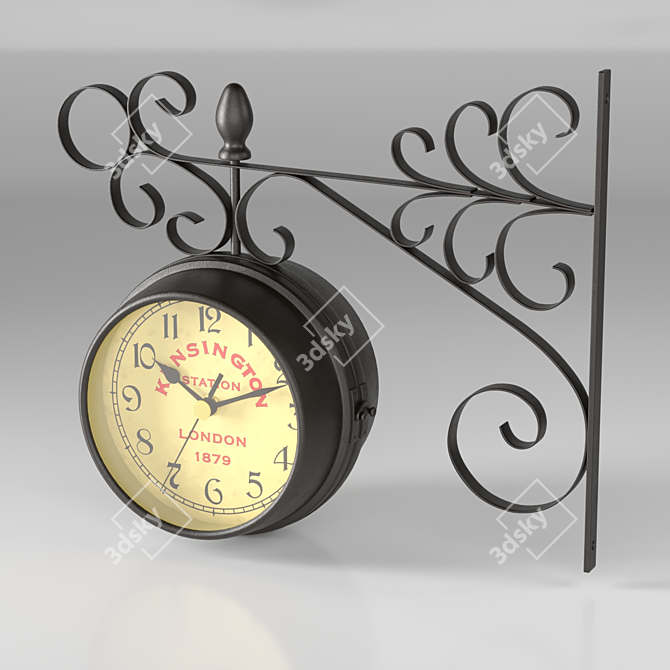 Arm Mounted Outdoor Wall Clock 3D model image 1