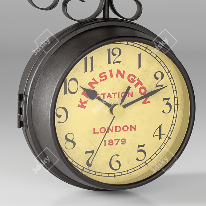 Arm Mounted Outdoor Wall Clock 3D model image 2