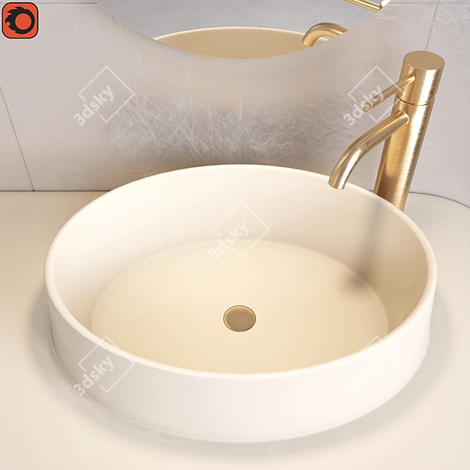 Modern Bath Cabinet Set 05 3D model image 2