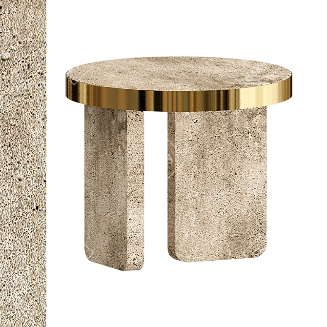 Travertine Round Coffee Table 3D model image 1