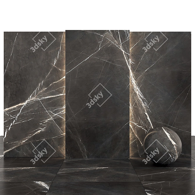 Elegant Marquina Gray Marble 3D model image 1