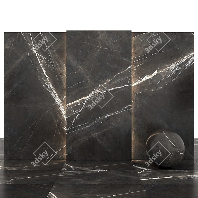 Elegant Marquina Gray Marble 3D model image 2