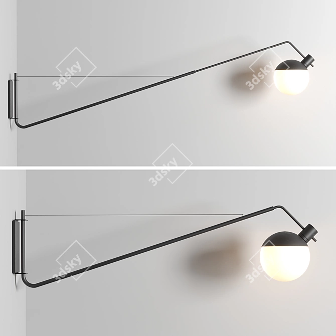 Elegant Black Wall Light by Grupa Baluna 3D model image 2