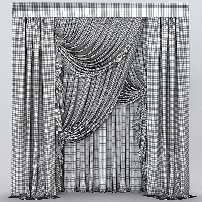 Elegant Lace Curtain: Customizable & High-quality 3D model image 2