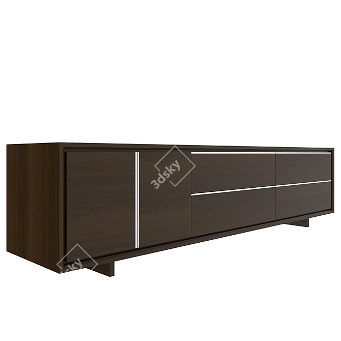 Modern Dark Wood Sideboard - Dimensions: 60x280x70cm 3D model image 1