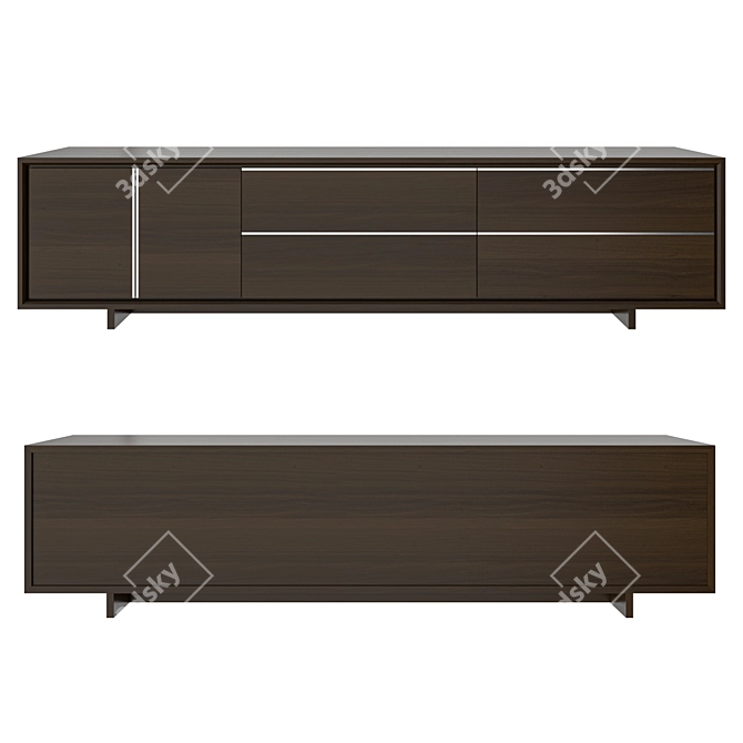 Modern Dark Wood Sideboard - Dimensions: 60x280x70cm 3D model image 2