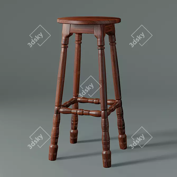 Elegant Handmade Stool 3D model image 1