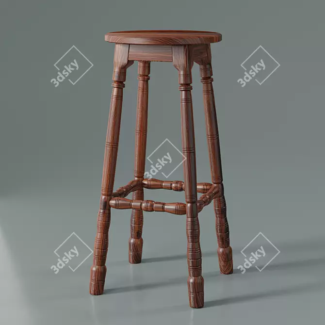 Elegant Handmade Stool 3D model image 2