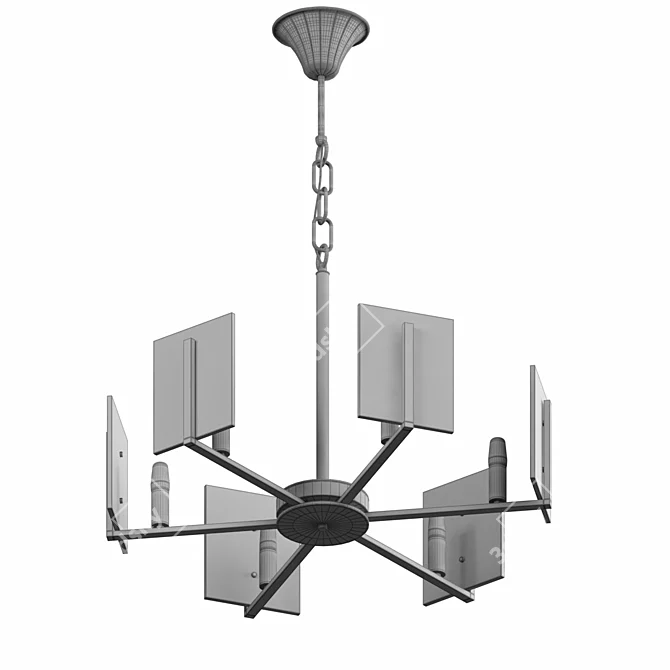 Elegant Marble Square Chandelier 3D model image 2