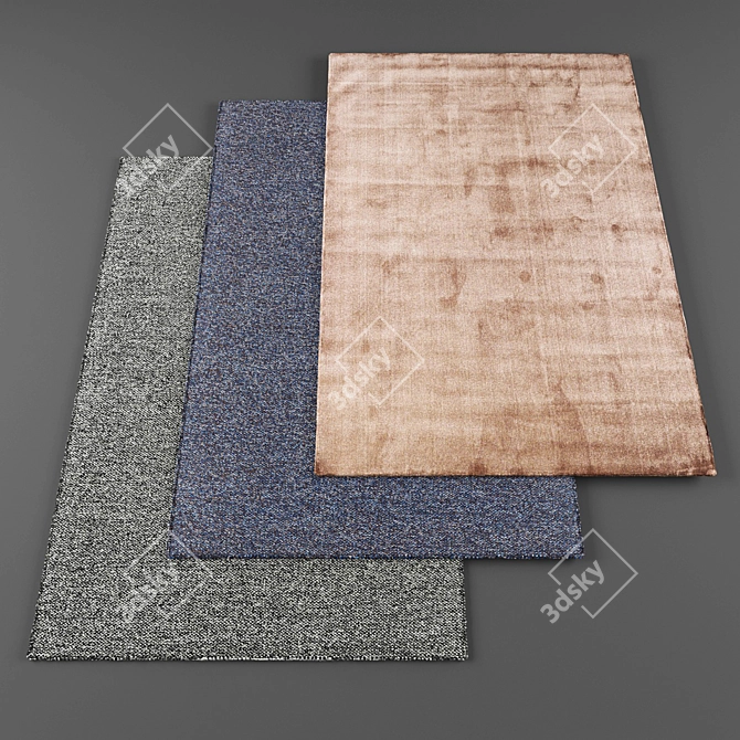 High-Res Rug Collection: 5 Textured Rugs 3D model image 1