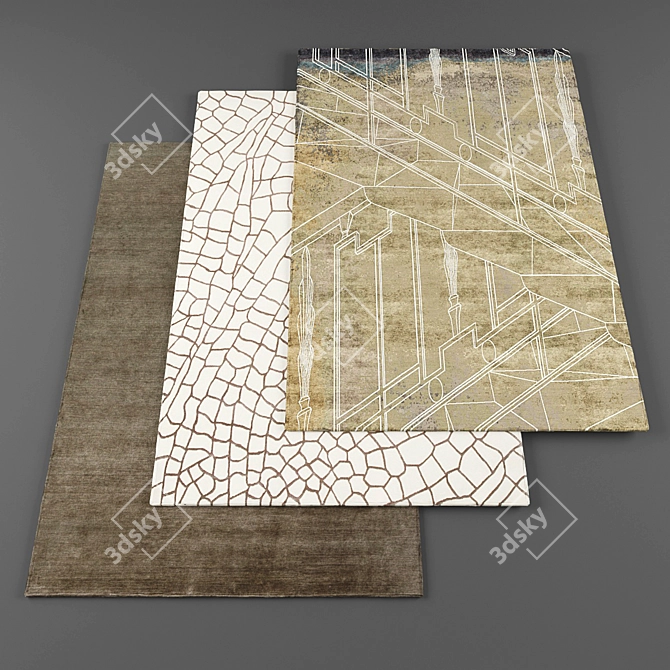 High-Resolution Random Set of 4 Rugs 3D model image 1