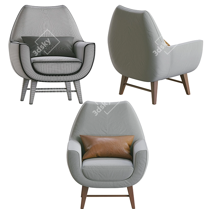 Elegant Cadeirao Armchair 3D model image 5