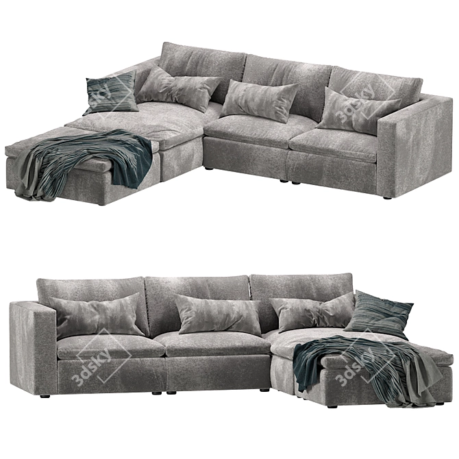Elegant Realm Modular Sofa 3D model image 2