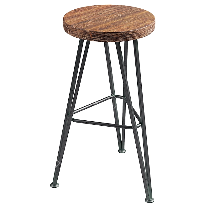 Vintage Industrial Bar Stool 3D model image 1