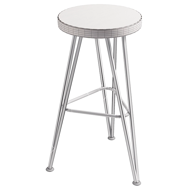 Vintage Industrial Bar Stool 3D model image 2