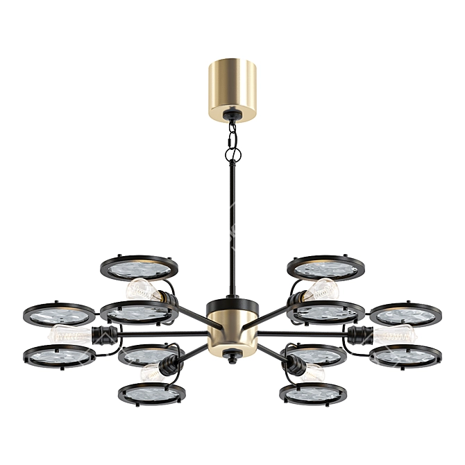 Industrial Loft Glass Chandelier 3D model image 1