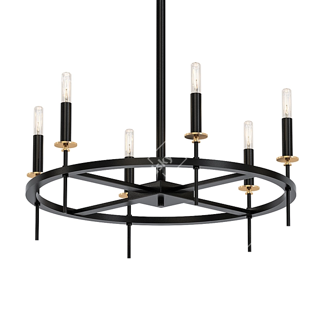 Elegant 6-Light Wagon Wheel Chandelier 3D model image 1