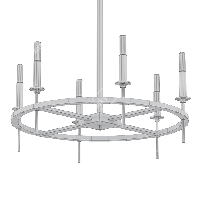 Elegant 6-Light Wagon Wheel Chandelier 3D model image 2