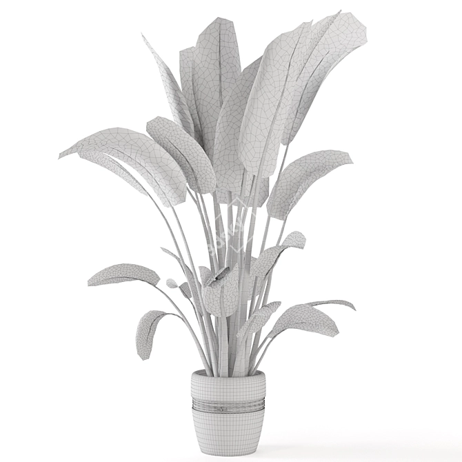 Rustic Concrete Pot with Indoor Plants - Set 124 3D model image 5